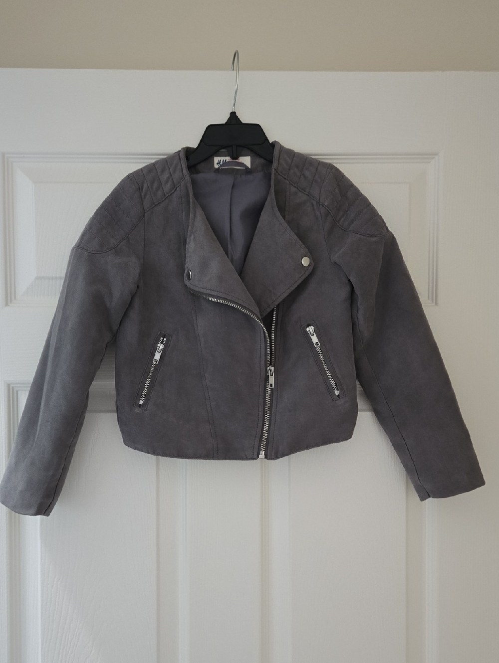 H&M Gray Suede Moto-Style Jacket